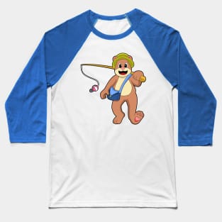 Bear at Fishing with Fishing rod Baseball T-Shirt